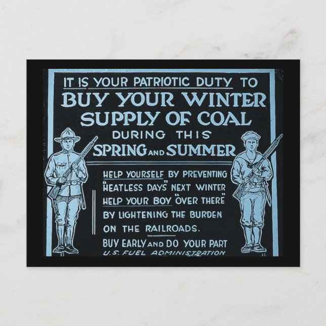 Cartão Postal Comprar do seu suprimento de inverno de carvão - W (Frente)