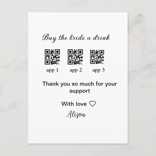 Cartão Postal comprar uma bebida para a noiva ler código QR obri (Frente)