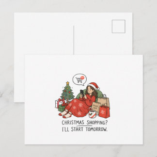 Cartão Postal Compras de Natal Vou Começar Amanhã – Divertido