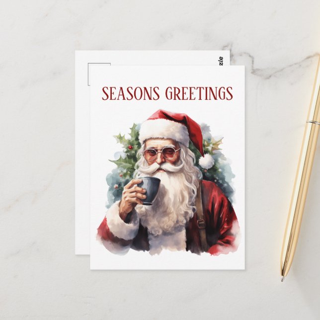 Cartão Postal Compro de café de Natal Festivo (Frente/Verso In Situ)