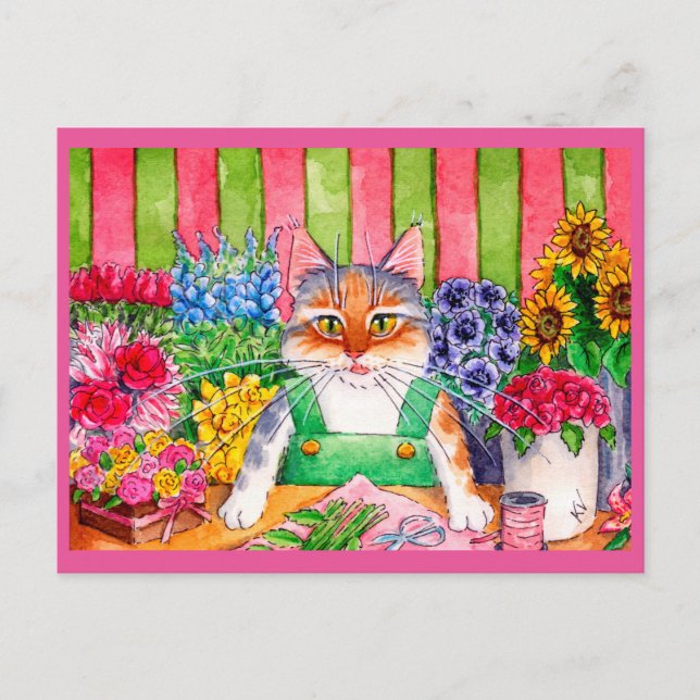 Cartão Postal Compro de flores de gata-gata (Frente)