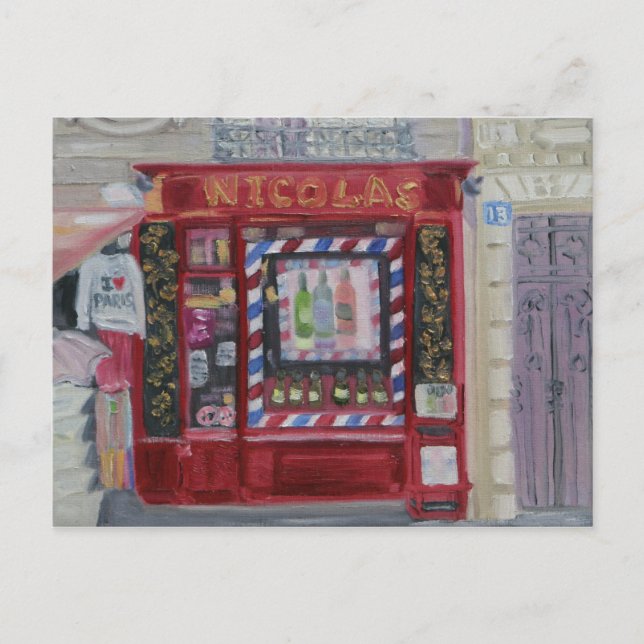 Cartão Postal Compro de vinhos de Paris (Frente)