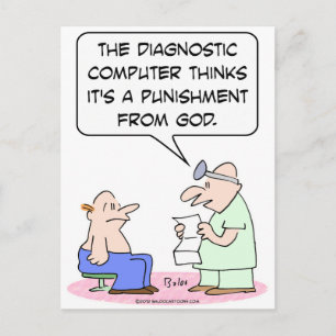 Cartão Postal Computador diz que doença é punição de Deus.