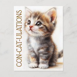 Cartão Postal Con-Cat-Ulaçōes, Gato, Gatito, Gatita, Parabéns