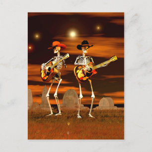 Cartão Postal concerto de esqueleto de Halloween