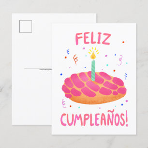 Cartão Postal Concha de Pan Dulce de Aniversário em Espanhol
