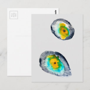 Cartão Postal conchas de ostra abstratas em aquarela