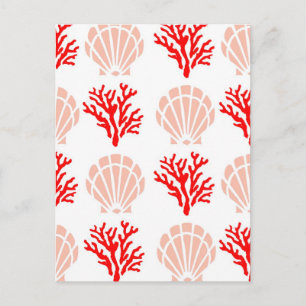 Cartão Postal Conchas marítimas e coral