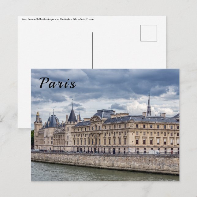 Cartão Postal Conciergerie no ile de la Cite em Paris (Frente/Verso)