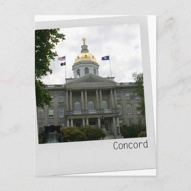 Cartão Postal Concord, New Hampshire Capitol Building gold dome (Frente)