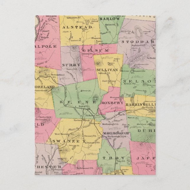 Cartão Postal Condado de Cheshire, NH (Frente)