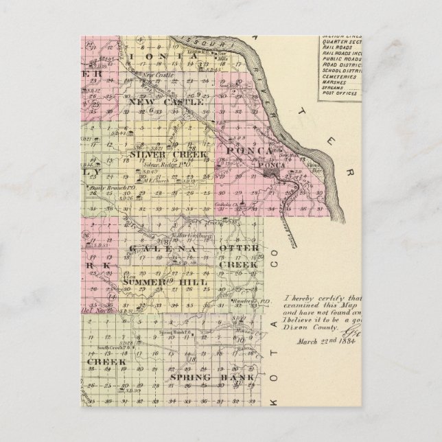 Cartão Postal Condado de Dixon, Nebraska (Frente)