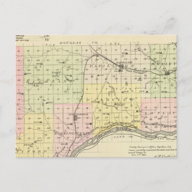 Cartão Postal Condado de Sarpy, Nebraska (Frente)