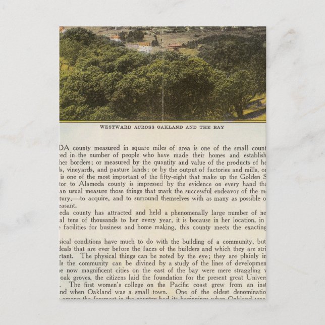 Cartão Postal Condado de Verso Alameda, Oakland e Bay (Frente)