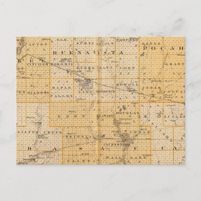 Cartão Postal Condados de Pocahontas, Cherokee (Frente)