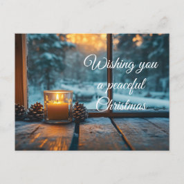 Cartão Postal Condecoração pacífica de Natal no inverno na janel