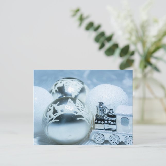 Cartão Postal Condecorações brancas de inverno. Natal. (Em pé/Frente)