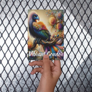 Cartão Postal Condor Empolado em Galho de Árvore com Penas Vibra