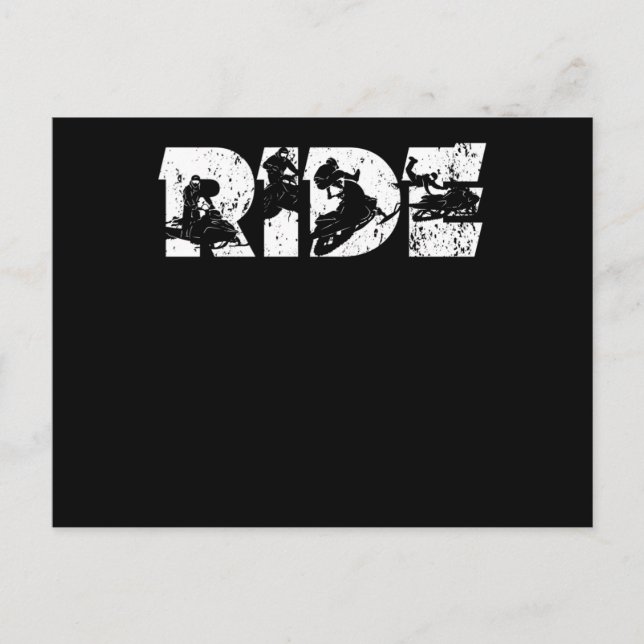 Cartão Postal Condutor de moto de neve para passear no inverno (Frente)