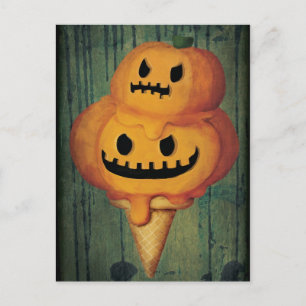 Cartão Postal Cone de Sorvete de Abóbora de Halloween