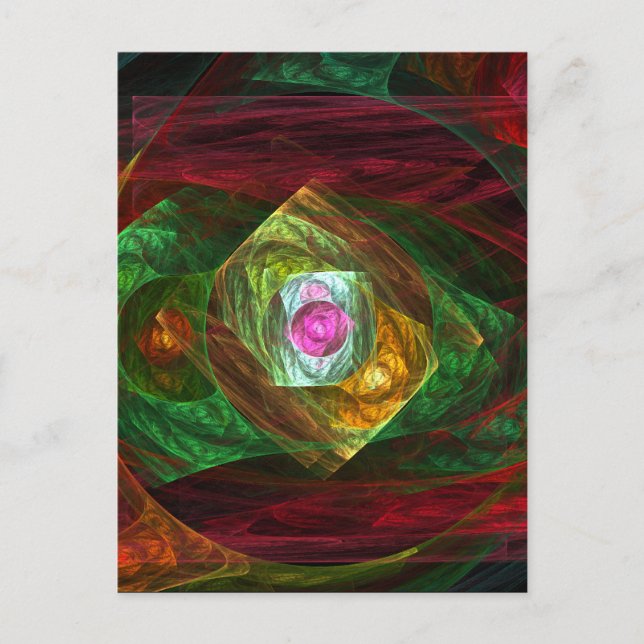Cartão Postal Conexões Dinâmicas Arte Fractal Abstrata Luminosa (Frente)