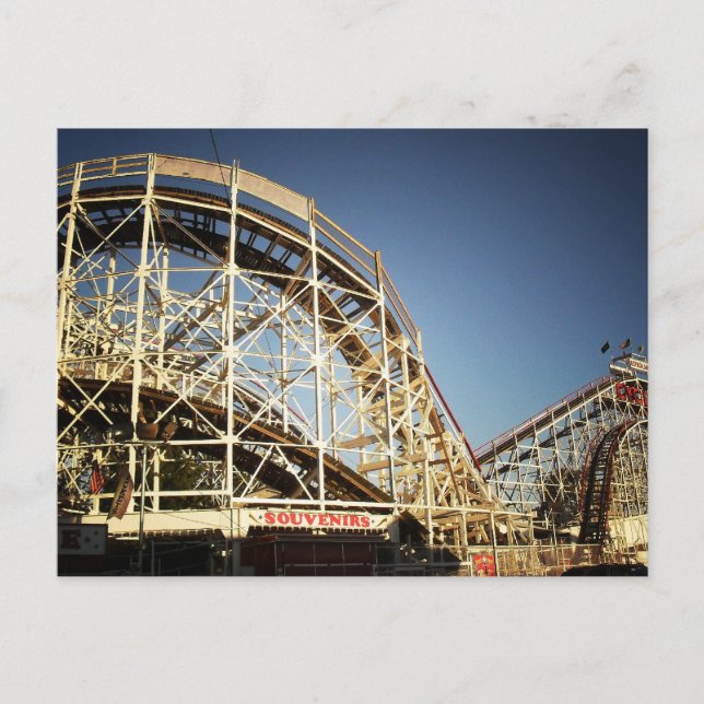 Cartão Postal Coney Island Cyclone Roller Porta copos, Brooklyn (Frente)