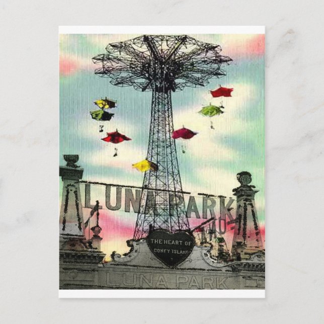 Cartão Postal Coney Island Luna Park Amusement Park Brooklyn ny (Frente)