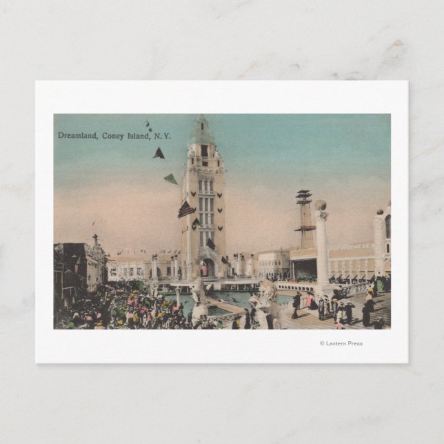 Cartão Postal Coney Island, NY - Dreamland Ride (Frente)