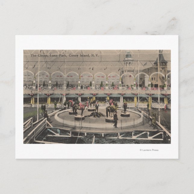 Cartão Postal Coney Island, NY - Luna Park Circus Act (Frente)