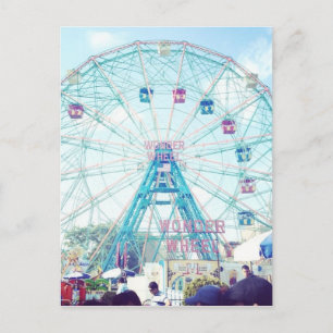 Cartão Postal Coney Island Wonderwheel Ferris Wheel in Summer
