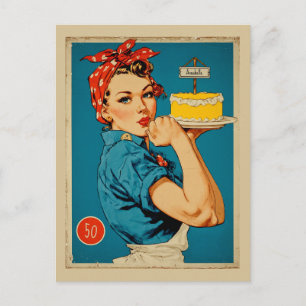 Cartão Postal Confeiteira Retro Pin-Up