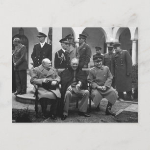 Cartão Postal Conferência de Ialta Roosevelt Stalin Churchill 1