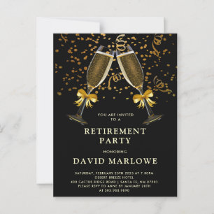 Cartão Postal Confete de Champanhe Preto DouradoBrilho