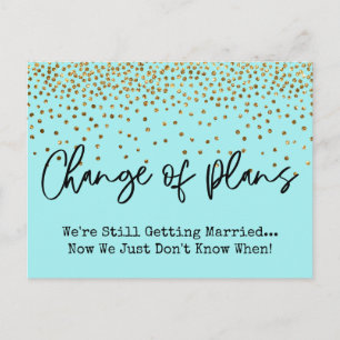 Cartão Postal Confetti Aqua Mudança de Planos Adiou Casamento
