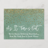 Confetti e Grunge Green Sassy adiaram o casamento