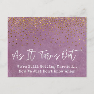 Cartão Postal Confetti e Grunge Pink Sassy Adiaram Casamento