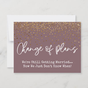 Cartão Postal Confetti Mauve Mudança de Planos Adiada Casamento