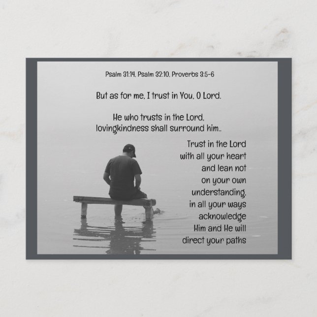 Cartão Postal Confie no Senhor, confortando a Bíblia de Upliftin (Frente)