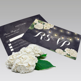Cartão Postal Confirmação de Casamento Hortênsias Luzes de Corda