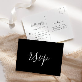Cartão Postal Confirmação de Casamento Minimalista Moderno Preto