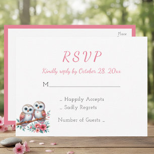 Cartão Postal Confirmação de Presença Casamento Boho Coruja Flor