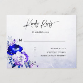 Cartão Postal Confirmação de Presença para Casamento Azul Real e