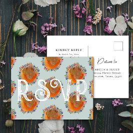 Cartão Postal Confirmação de Presença para Casamento com Flor Si
