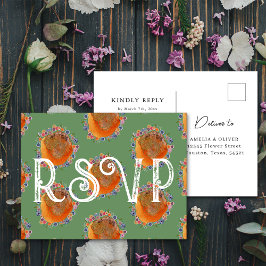 Cartão Postal Confirmação de Presença para Casamento com Flor Si