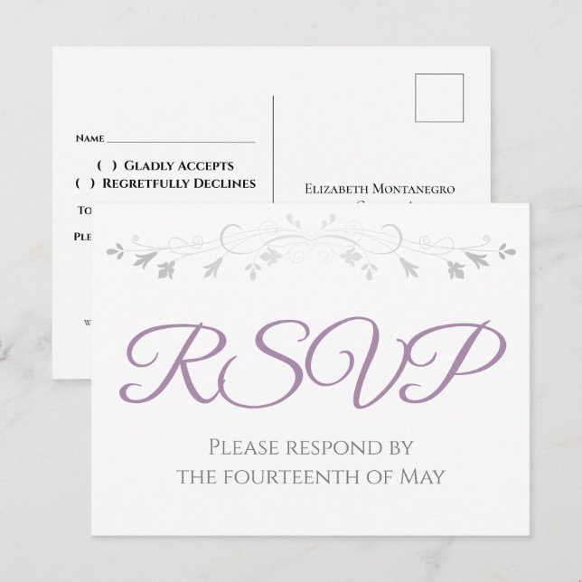 Cartão Postal Confirmação de Presença para Casamento com Simples (Frente/Verso)