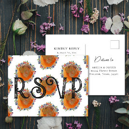 Cartão Postal Confirmação de Presença para Casamento Floral Rúst