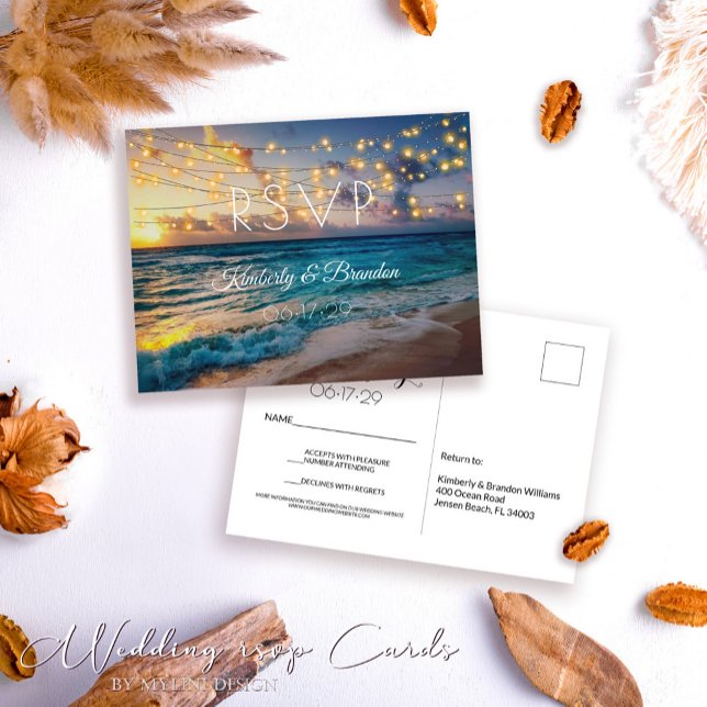 Cartão Postal Confirmação de Presença para Casamento Tropical ao (Criador carregado)