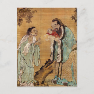 Cartão Postal Confucius apresentando buda a Laozi