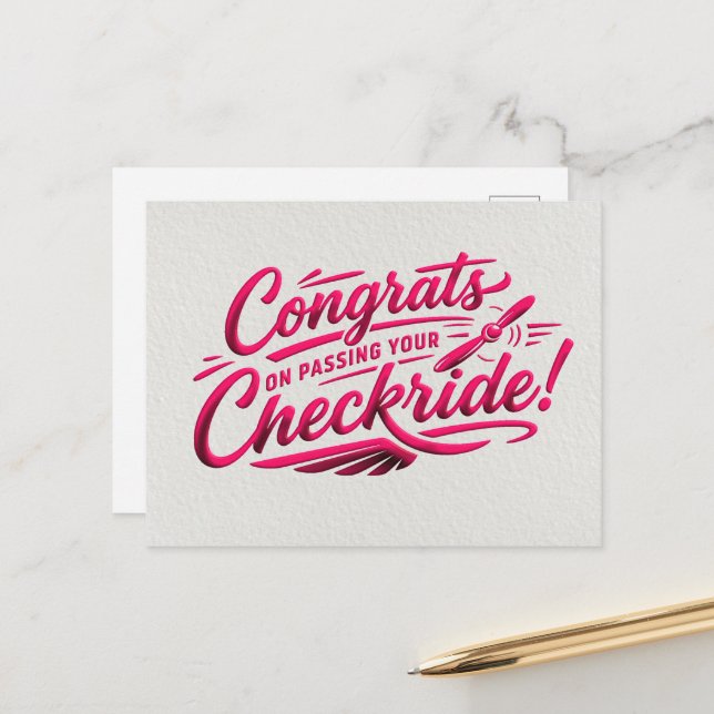 Cartão Postal Congrats on passing your checkride! (Frente/Verso In Situ)