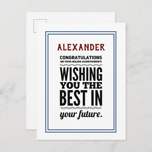 Cartão Postal Congratulations On Achievement Accomplishment (Frente/Verso)